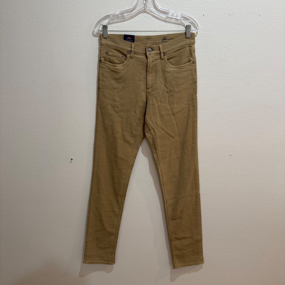 Faherty Stretch Terry 5-Pocket Pants Khaki Tan Slim Straight 30x34 New